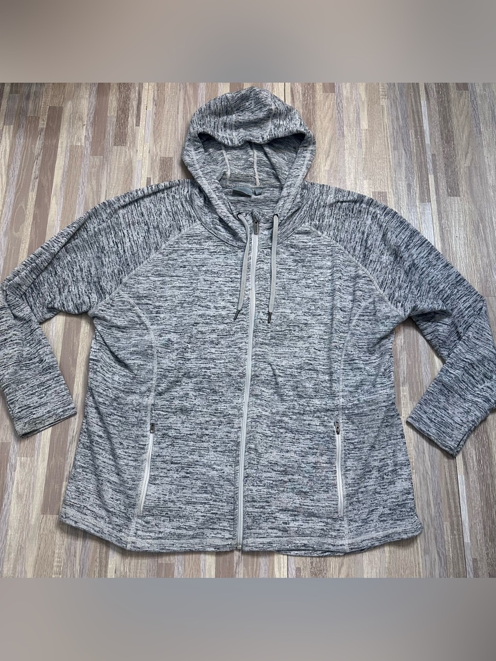 Athleta Gray Marbled Knit Full-Zip Hoodie Women’s Plus Size 1X